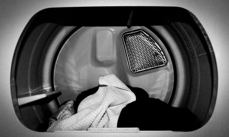 Monochrome dryer drying clothes